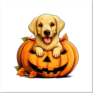 Labrador Retriever Dog inside Pumpkin #1 Posters and Art